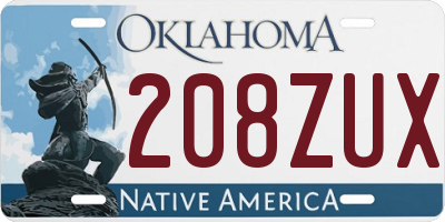 OK license plate 208ZUX
