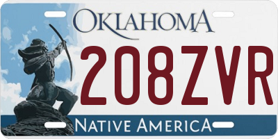 OK license plate 208ZVR