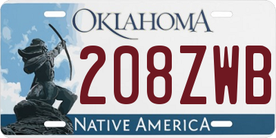 OK license plate 208ZWB