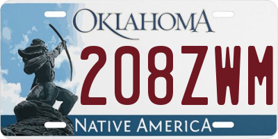OK license plate 208ZWM