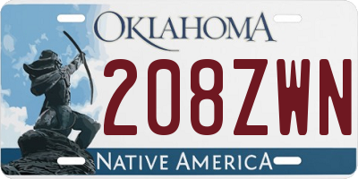 OK license plate 208ZWN