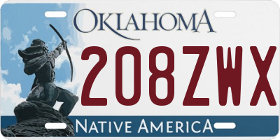 OK license plate 208ZWX