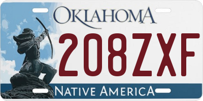 OK license plate 208ZXF