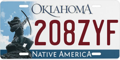 OK license plate 208ZYF