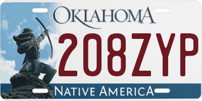 OK license plate 208ZYP