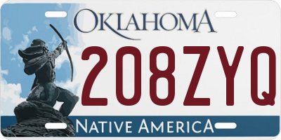 OK license plate 208ZYQ