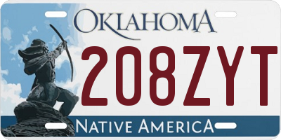 OK license plate 208ZYT