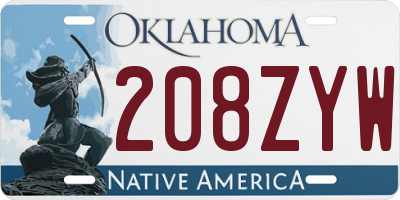 OK license plate 208ZYW