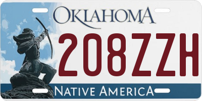 OK license plate 208ZZH