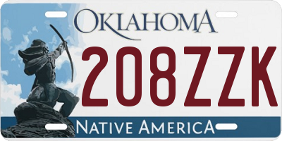 OK license plate 208ZZK