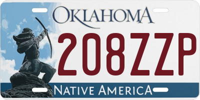 OK license plate 208ZZP
