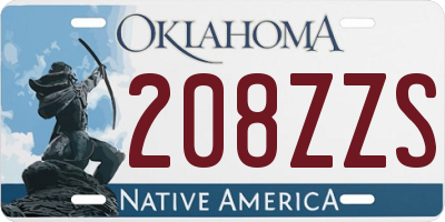 OK license plate 208ZZS