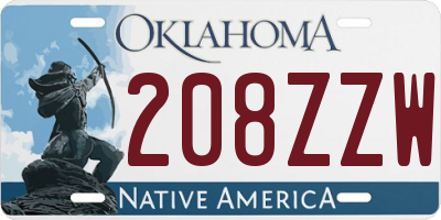 OK license plate 208ZZW