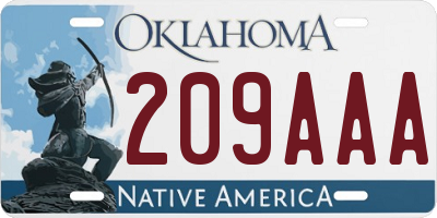 OK license plate 209AAA