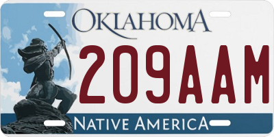 OK license plate 209AAM