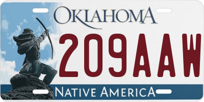 OK license plate 209AAW
