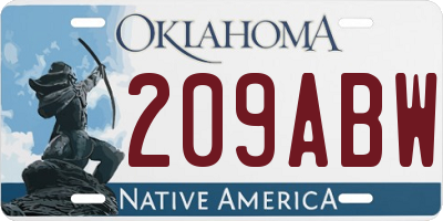 OK license plate 209ABW