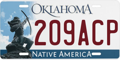 OK license plate 209ACP