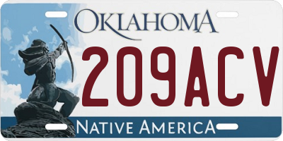 OK license plate 209ACV