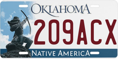 OK license plate 209ACX