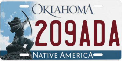 OK license plate 209ADA