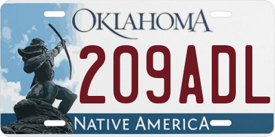 OK license plate 209ADL
