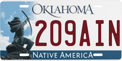 OK license plate 209AIN