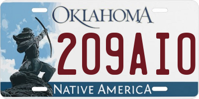 OK license plate 209AIO
