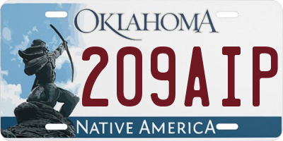 OK license plate 209AIP