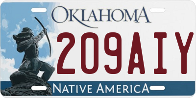 OK license plate 209AIY