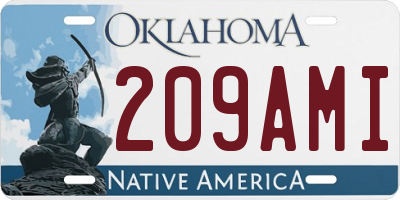 OK license plate 209AMI