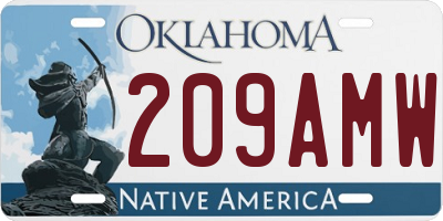 OK license plate 209AMW