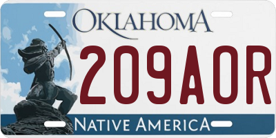 OK license plate 209AOR