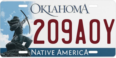 OK license plate 209AOY