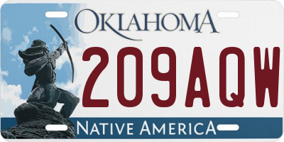OK license plate 209AQW