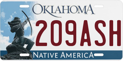 OK license plate 209ASH