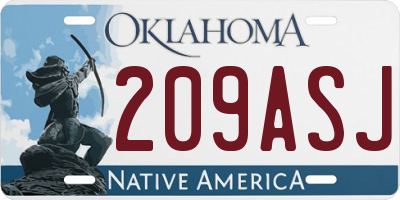OK license plate 209ASJ