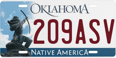 OK license plate 209ASV