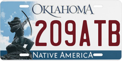 OK license plate 209ATB