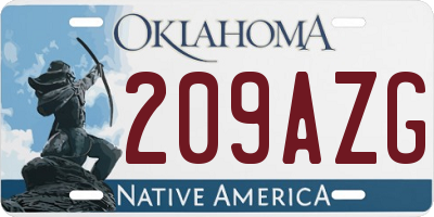 OK license plate 209AZG