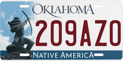 OK license plate 209AZO