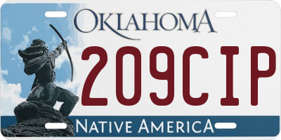 OK license plate 209CIP
