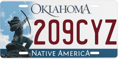 OK license plate 209CYZ
