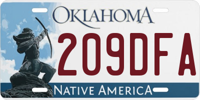 OK license plate 209DFA