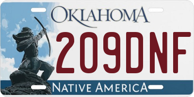 OK license plate 209DNF
