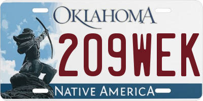 OK license plate 209WEK