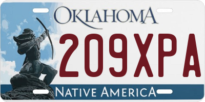 OK license plate 209XPA