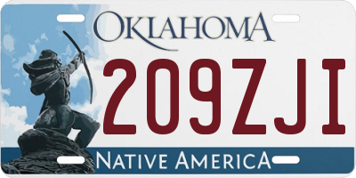 OK license plate 209ZJI