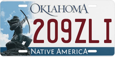OK license plate 209ZLI