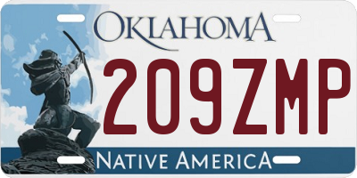 OK license plate 209ZMP